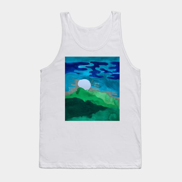 Blue-Green Gouache landscape study Tank Top by Thedisc0panda